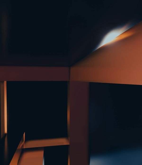 Abstract dark geometric composition with lime glowing lines